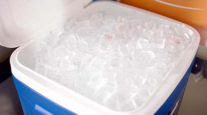 Bulk ice in cooler from Watermill Express